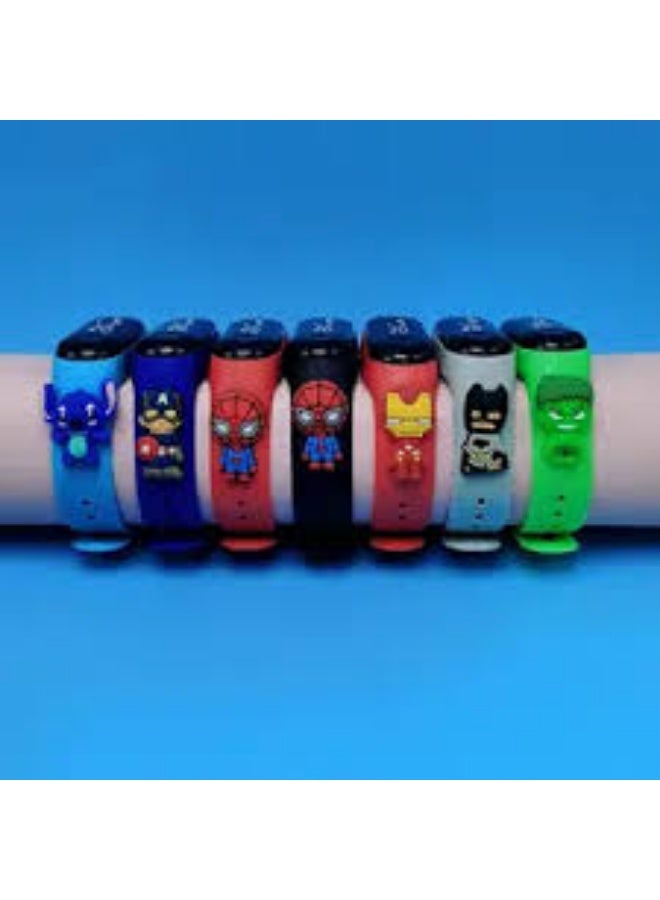 Digital Waterproof Stylish Wrist Smart Watch LED Band for Kids, Birthday Gift, Toys, Colorful Cartoon Character Super Hero for Boys & Girls Age 2 to 12 Years Multicolor (Red Spidar Man) - Image 2