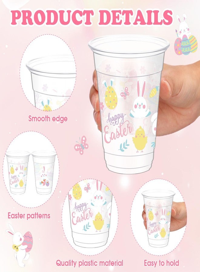 Sliner 50-Piece Easter Bunny Eggs Cups, 12 oz Disposable Plastic Clear Drinking Beverage Supplies for Spring Easter Party Decoration - Image 3