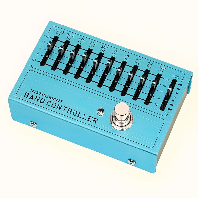 Lelukee EQ Pedal 10 Band Equalizer Ten Band EQ Guitar Effects Pedal for 4-string, 5-string Bass and 6-string, 7-string Electric Guitar & 31.25Hz to 16kHz Bass (10 Band) - Image 1