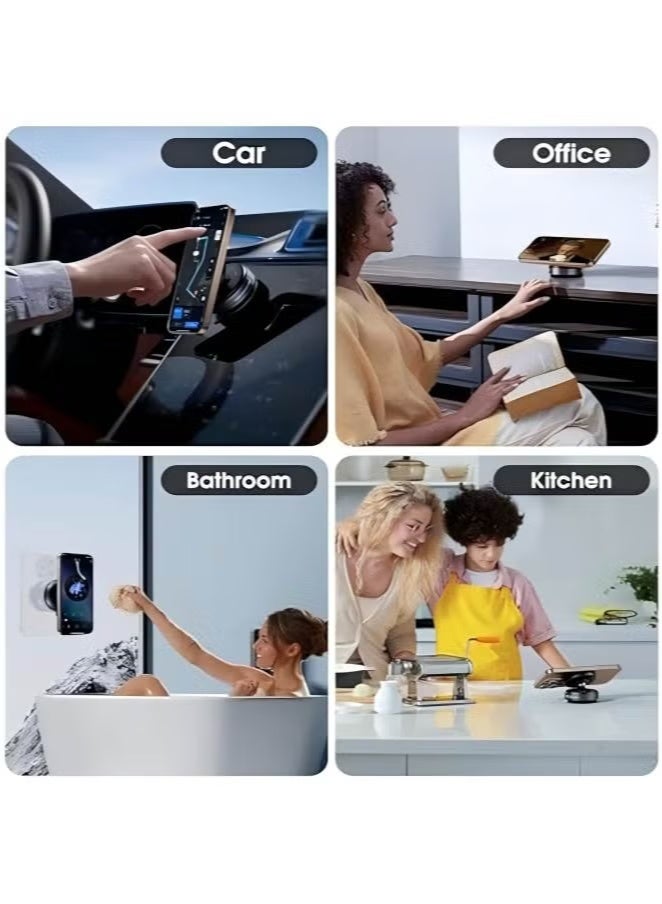 حامل هاتف مغناطيسي للسيارة قابل للدوران 360 درجة مع شفط فراغي – حامل عالمي، يدعم الشحن، سهل التركيب - Image 5