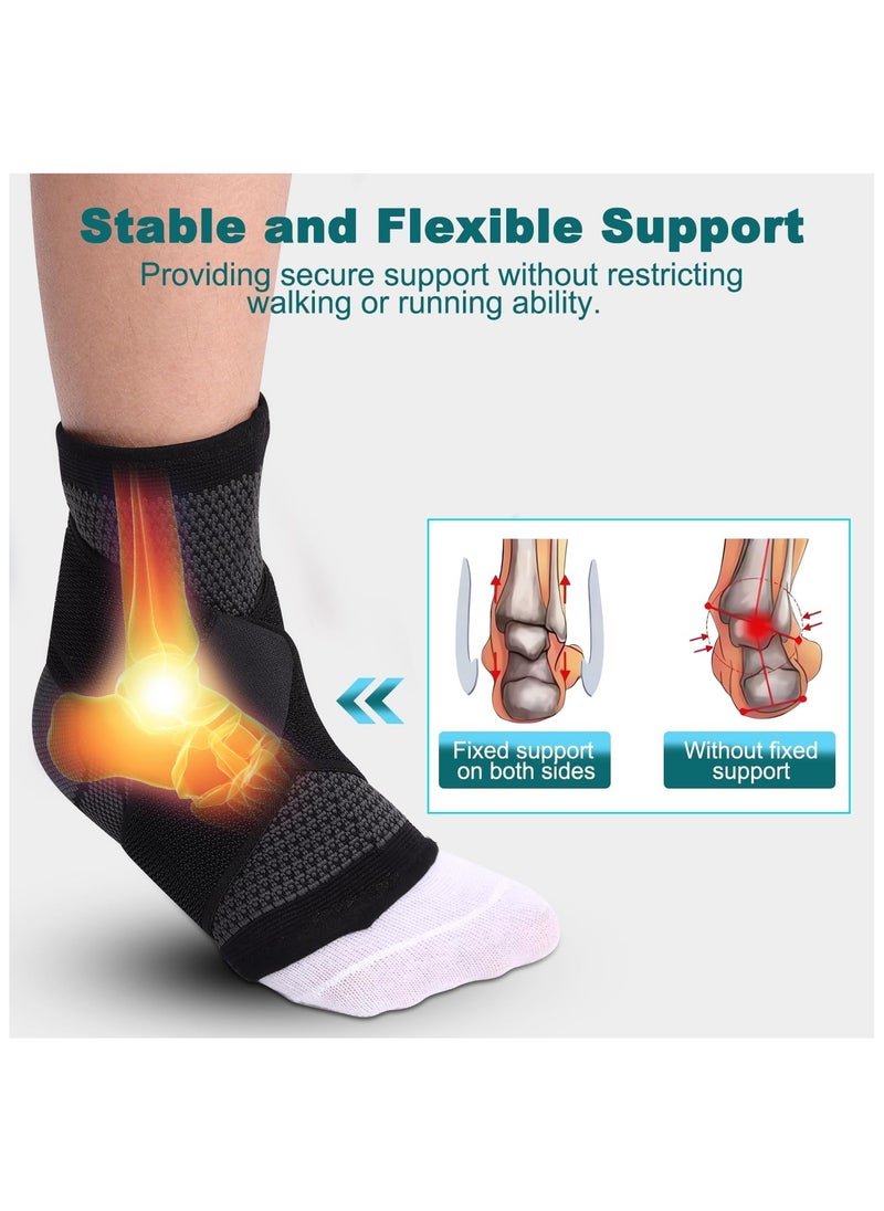 Generic - Ankle Protector ，Support Brace with Adjustable Strap – Pain Relief Compression Sleeve for Sprains, Tendonitis, Plantar Fasciitis – Breathable & Comfortable for Sports & Daily Use (1Pair-Black-XL) - Image 1