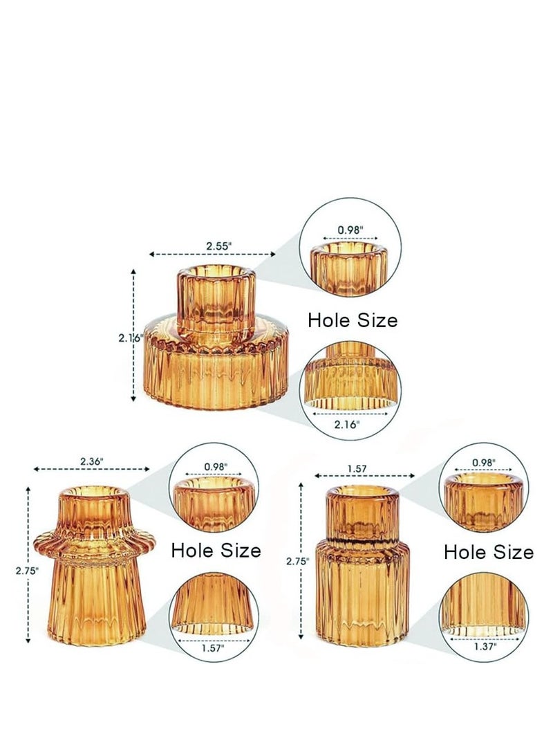 Taper Amber Glass Candle Holder 6Pcs for Pillar Candles, Tealight Candles Holders, Candlestick Holders for Wedding, Festival, Dinning , Party - Image 2