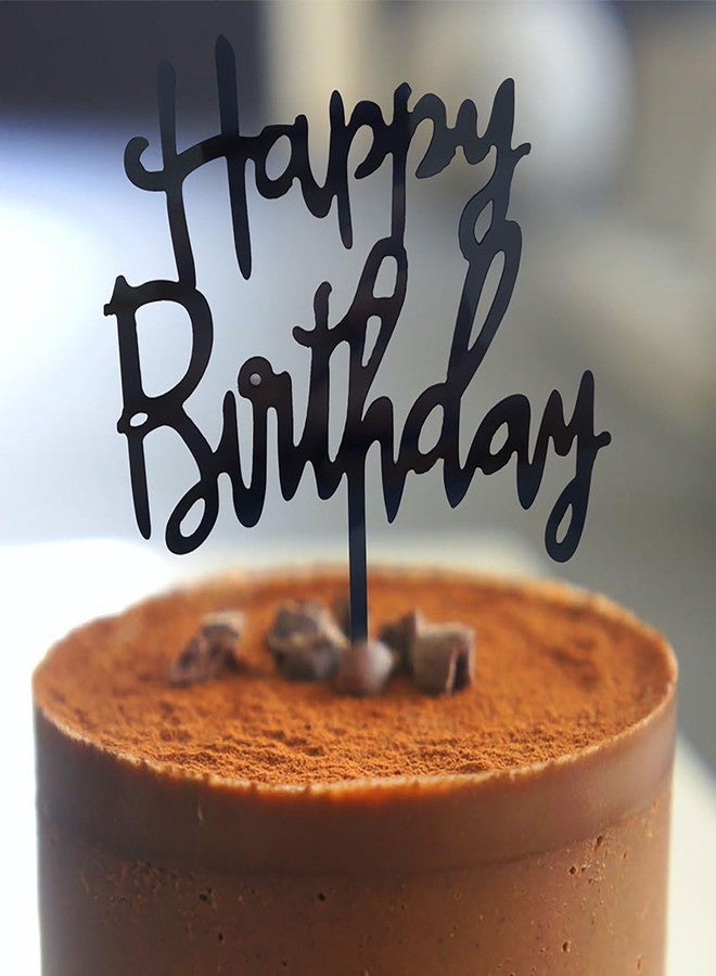 CGHCEAI 1PCS Cake Topper Black Happy Birthday Cake Decorations CGHCEAI Reusable Cake Decor Perfect for 6–8 Inch Birthday Cakes - Image 2