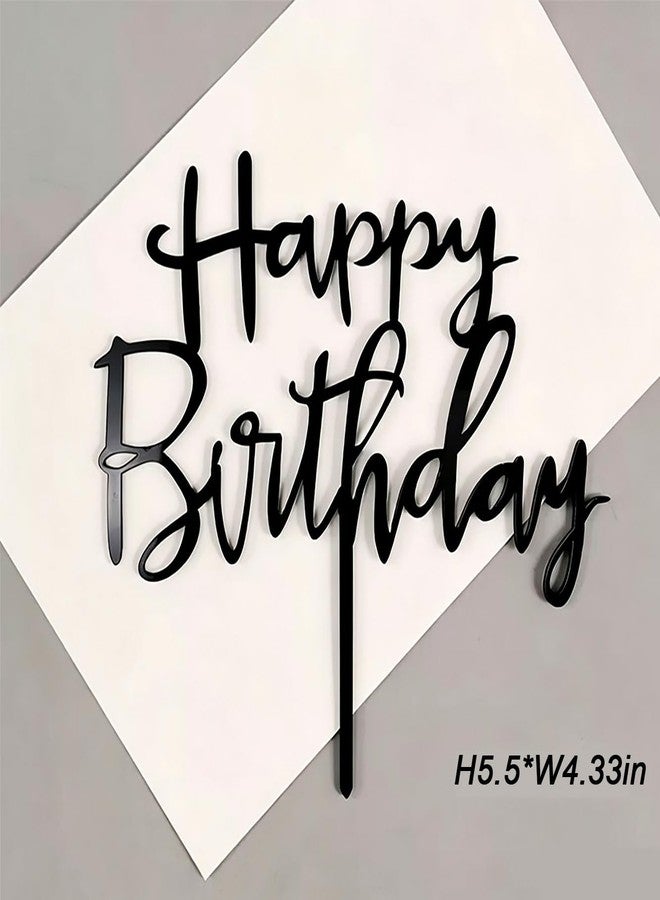 CGHCEAI 1PCS Cake Topper Black Happy Birthday Cake Decorations CGHCEAI Reusable Cake Decor Perfect for 6–8 Inch Birthday Cakes - Image 5