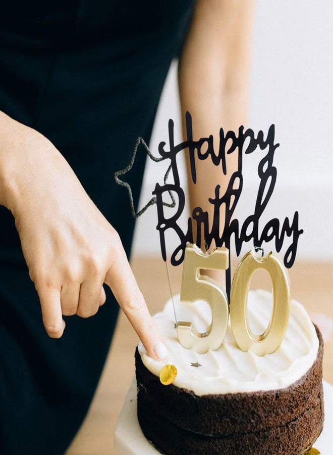 CGHCEAI 1PCS Cake Topper Black Happy Birthday Cake Decorations CGHCEAI Reusable Cake Decor Perfect for 6–8 Inch Birthday Cakes - Image 3