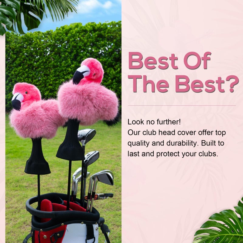 mytag Funny Golf Club Head Covers, Flamingo Animal Plush Driver Headcover, Golf Headcover Fits Standard 460cc Driver Head - Image 5