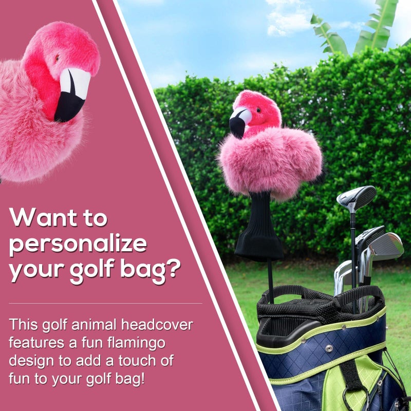 mytag Funny Golf Club Head Covers, Flamingo Animal Plush Driver Headcover, Golf Headcover Fits Standard 460cc Driver Head - Image 4