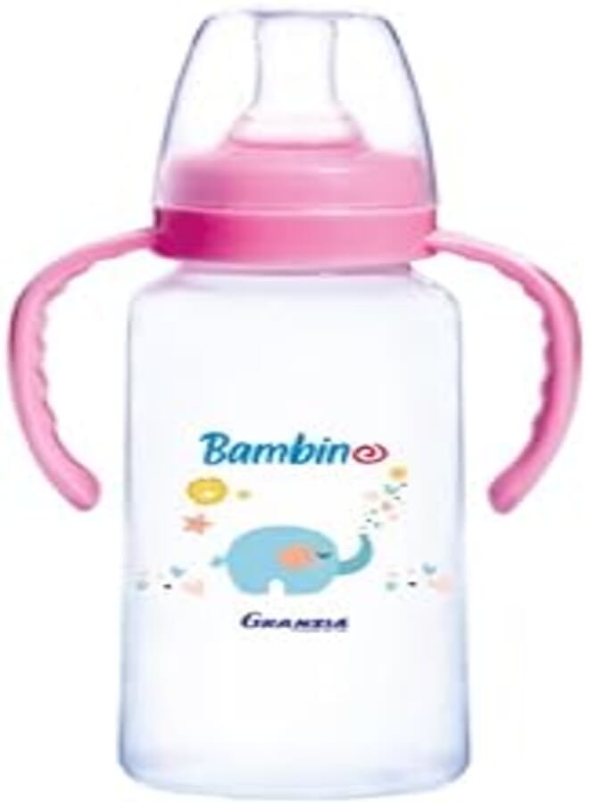 Granzia Bambino Classic Baby Feeding Bottle Rose Color 300 ML With Hand