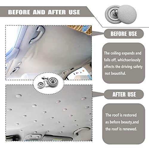 TEMI 60PCS Car Roof Headliner Repair Kit, Auto Roof Snap Rivets Retainer for Interior Ceiling Cloth Fixing Repair Buckle with Installation Tool (Grey Flannelette) - Image 5