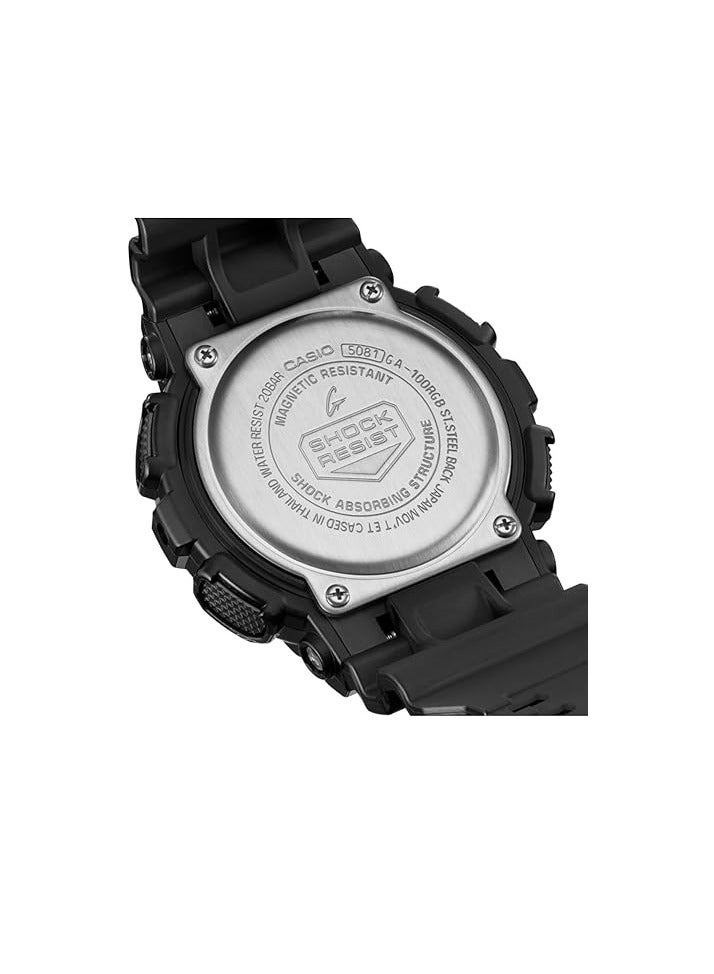 كاسيو ساعة جي-شوك، أنالوج-رقمية، بسوار من الراتنج GA-100RGB-1ADR - Image 3