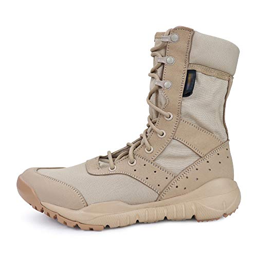 LUDEY Tactical Boots for Men Lightweight Military Combat Boots Waterproof Comfortable for Work & Security Beige 8US - Image 1