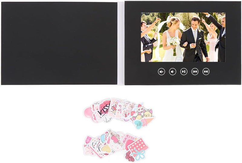Electronic Greeting Card, LCD Color Screen Customizable Video Brochure, for Product Promotion Wedding Anniversary Black (5inch) - Image 1