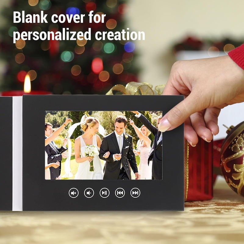 Electronic Greeting Card, LCD Color Screen Customizable Video Brochure, for Product Promotion Wedding Anniversary Black (5inch) - Image 2