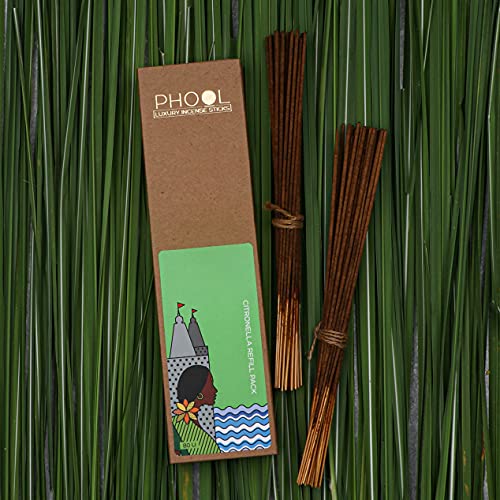 PHOOL LUXURY INCENSE Citronella Incense Sticks I Pack Of 80 Natural Agarbatti I Sulpher & Charcoal Free | 100% Organic (200 Gms) I Refill Pack I Fragrance - Citronella Agarbatti - Image 3