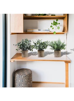 Garlo 3 Pack Mini Potted Fake Plants Artificial Plastic Eucalyptus Plants for Home Office Desk Room Decoration  - Image 4