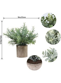 Garlo 3 Pack Mini Potted Fake Plants Artificial Plastic Eucalyptus Plants for Home Office Desk Room Decoration  - Image 2