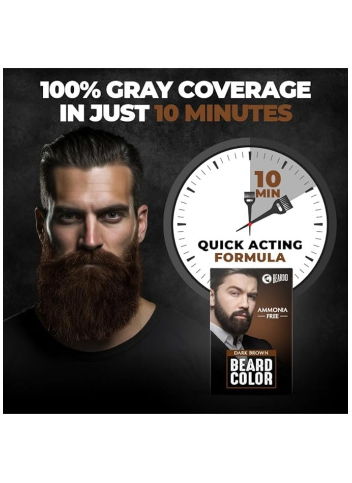 BEARDO - Beardo Beard Color For Men - Dark Brown, | Long Lasting | No Ammonia | Easy to apply, No Stain Beard Hair Colour for men | Skin Friendly Hair dye | Full Grey Hair Coverage Beard Color - Image 1