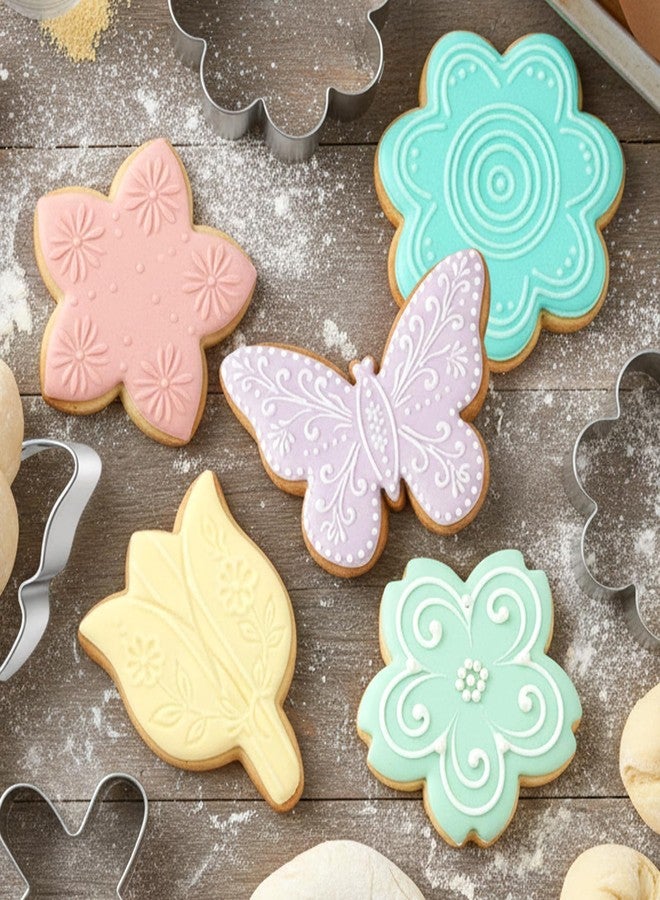 HaiFafafaing 6 PCS Flower Cookie Cutter Set - Stainless Steel Flower Cookie Cutters - Daisy Tulip Butterfly Shapes for Baking Cookies Bread Cheese Crafts - Image 5