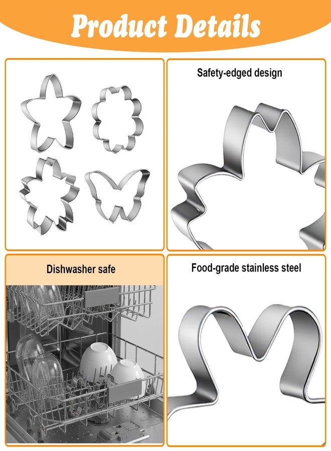 HaiFafafaing 6 PCS Flower Cookie Cutter Set - Stainless Steel Flower Cookie Cutters - Daisy Tulip Butterfly Shapes for Baking Cookies Bread Cheese Crafts - Image 3