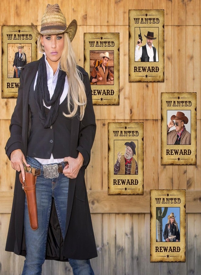 Engrowtic 12 Pcs Western Wanted Poster Western Cowboy Party Decorations Wanted Photo Booth Frame with Glue Point Rodeo Party Decorations for West Birthday Retro Rustic Decoration Supplies(10 x 15 Inch,Classic) - Image 5