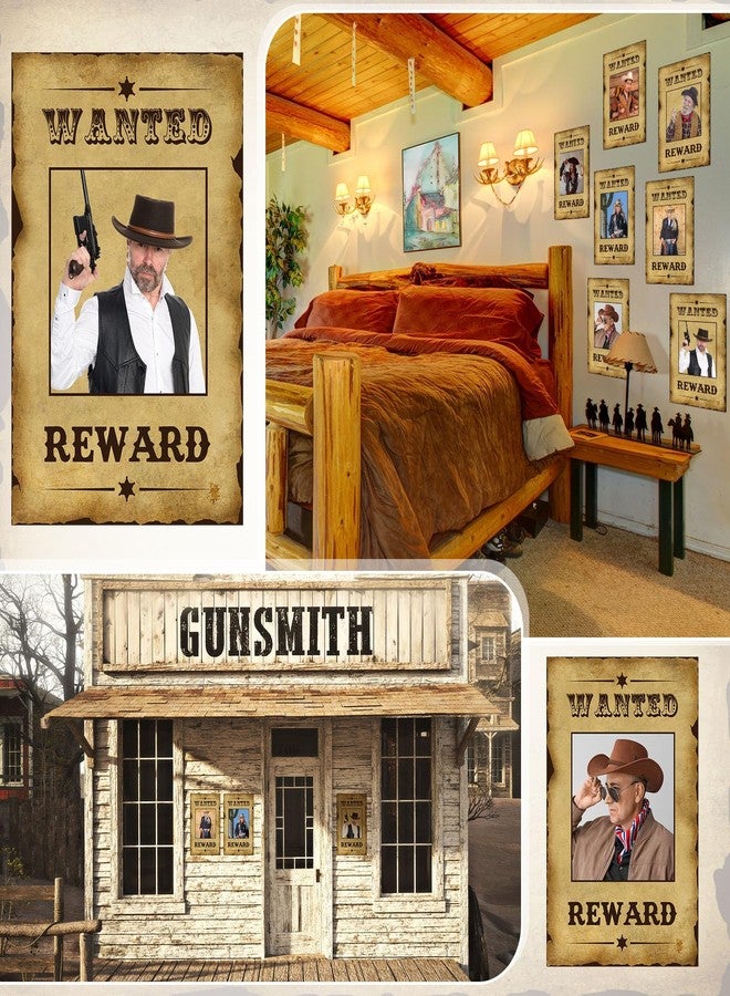 Engrowtic 12 Pcs Western Wanted Poster Western Cowboy Party Decorations Wanted Photo Booth Frame with Glue Point Rodeo Party Decorations for West Birthday Retro Rustic Decoration Supplies(10 x 15 Inch,Classic) - Image 4