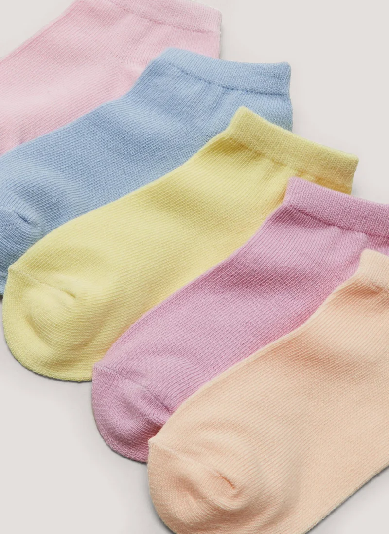 Matalan Girls 5 Pack Multicoloured Trainer Socks