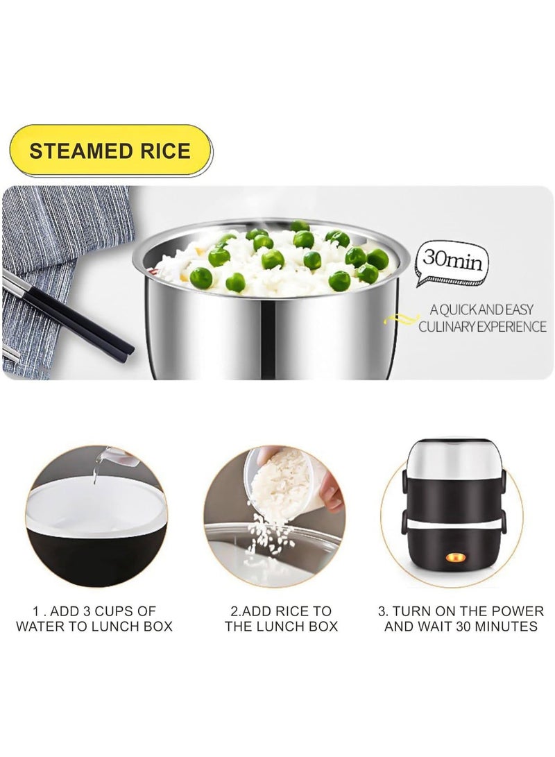 Portable Electric Lunch Box 2L – 250W Stainless Steel Heated Bento Box, Rapid Heating Meal Warmer for Travel, Office, Home & Car, Spill-Proof 220V Food Heater - Image 5