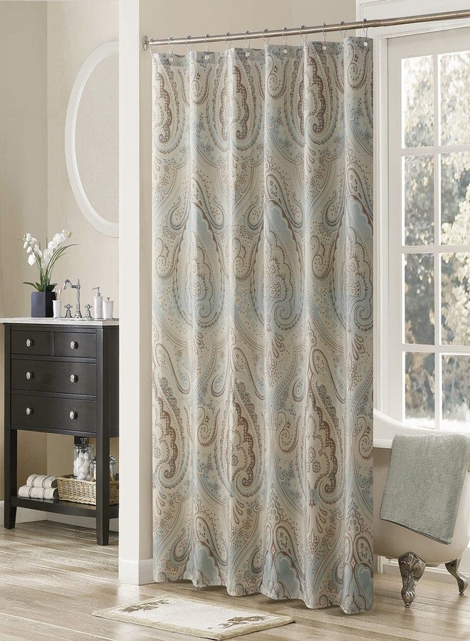 MVSUTA Sarita Taupe Paisley Polyester Fabric Damask Classic Shower Curtain,Farmhouse Khaki Waterproof Chic Bathroom Curtains,Extra Large 78" W x 78" L - Image 1