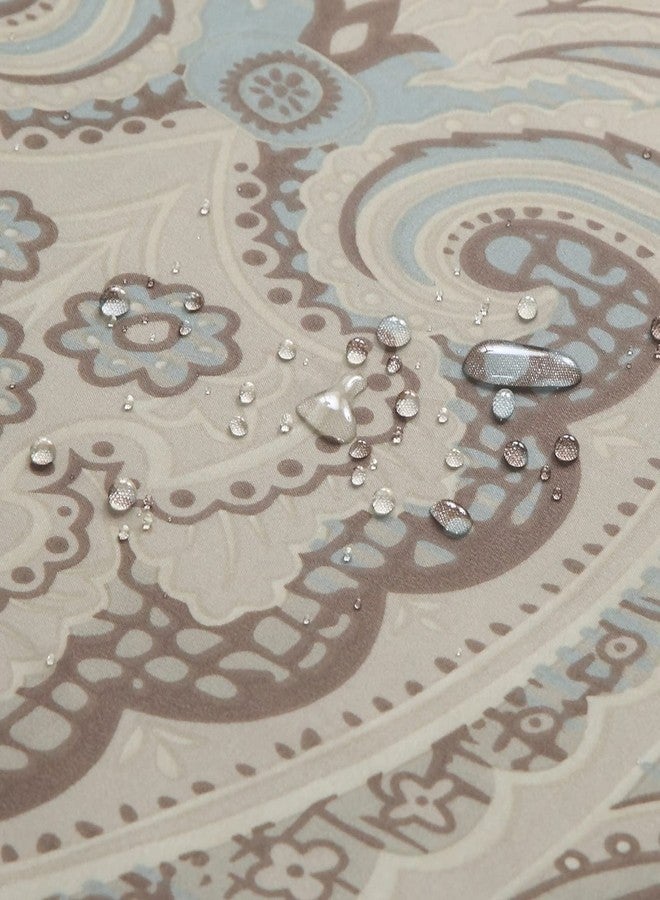 MVSUTA Sarita Taupe Paisley Polyester Fabric Damask Classic Shower Curtain,Farmhouse Khaki Waterproof Chic Bathroom Curtains,Extra Large 78" W x 78" L - Image 2