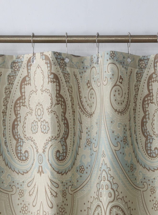 MVSUTA Sarita Taupe Paisley Polyester Fabric Damask Classic Shower Curtain,Farmhouse Khaki Waterproof Chic Bathroom Curtains,Extra Large 78" W x 78" L - Image 5
