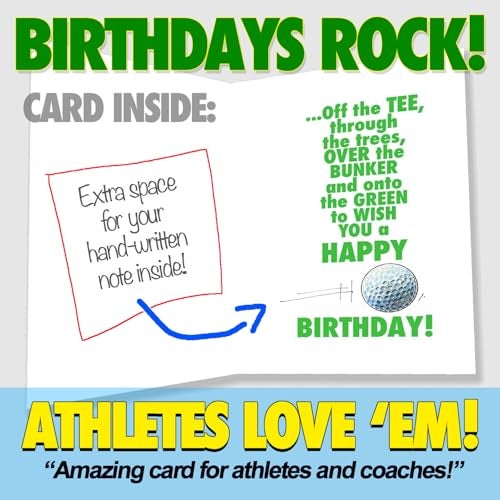 Play Strong DRIVE GOLF Birthday Card 1-Pack (5x7) Power Player Illustrated Sports Birthday Cards Greeting Cards- Awesome for Golfers, Coaches and Fans Birthdays, Gifts and Parties! - Image 3