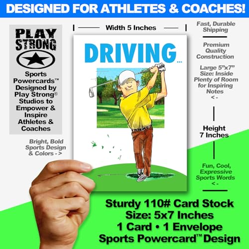 Play Strong DRIVE GOLF Birthday Card 1-Pack (5x7) Power Player Illustrated Sports Birthday Cards Greeting Cards- Awesome for Golfers, Coaches and Fans Birthdays, Gifts and Parties! - Image 2