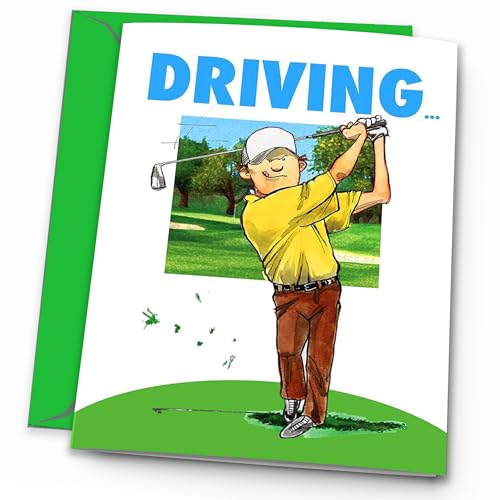 Play Strong DRIVE GOLF Birthday Card 1-Pack (5x7) Power Player Illustrated Sports Birthday Cards Greeting Cards- Awesome for Golfers, Coaches and Fans Birthdays, Gifts and Parties! - Image 1