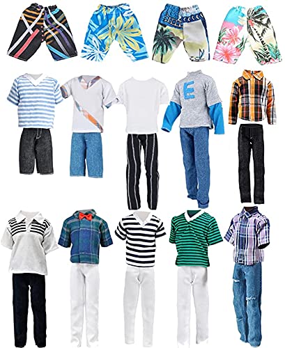 Imagine IMAGINE 10-Item Fantastic Pack = 5 Sets Fashion Casual Wear Clothes Outfit for 12” boy Doll Random Style (Leather Jacket + Casual Wear Clothes + Swimwear)  - Image 2