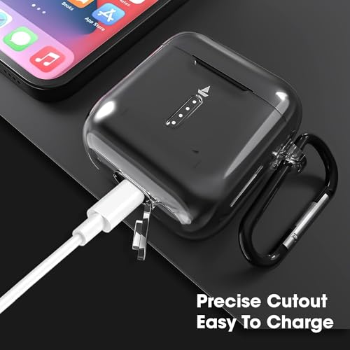 Sounce Earphone Case Cover Compatible with Boat Airdopes 141, Soft Silicone Skin Case Cover Shock-Absorbing Protective Case with Keychain [Front LED Visible] – Transparent - Image 4
