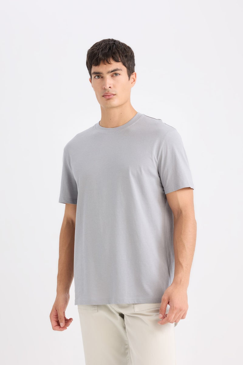 DeFacto Grey Man New Regular Fit Crew Neck T-Shirt Casual - Image 5