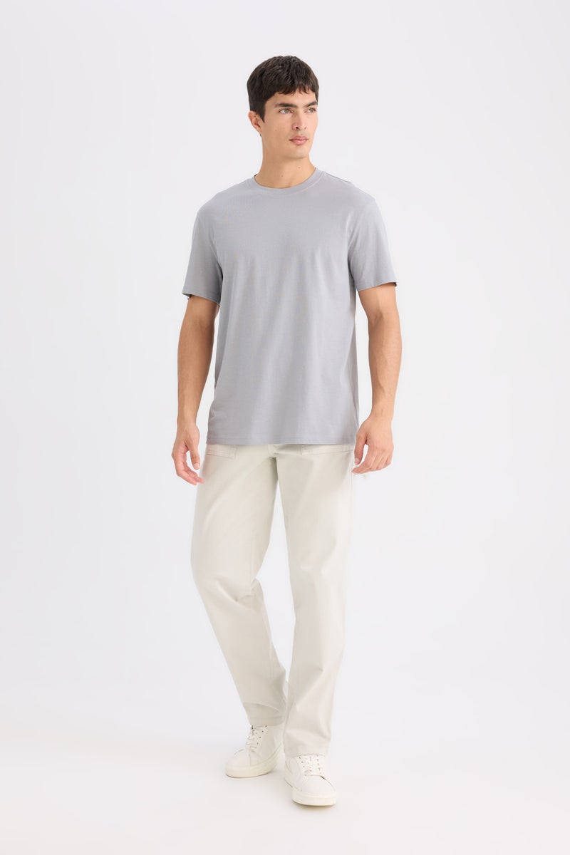 DeFacto Grey Man New Regular Fit Crew Neck T-Shirt Casual - Image 3
