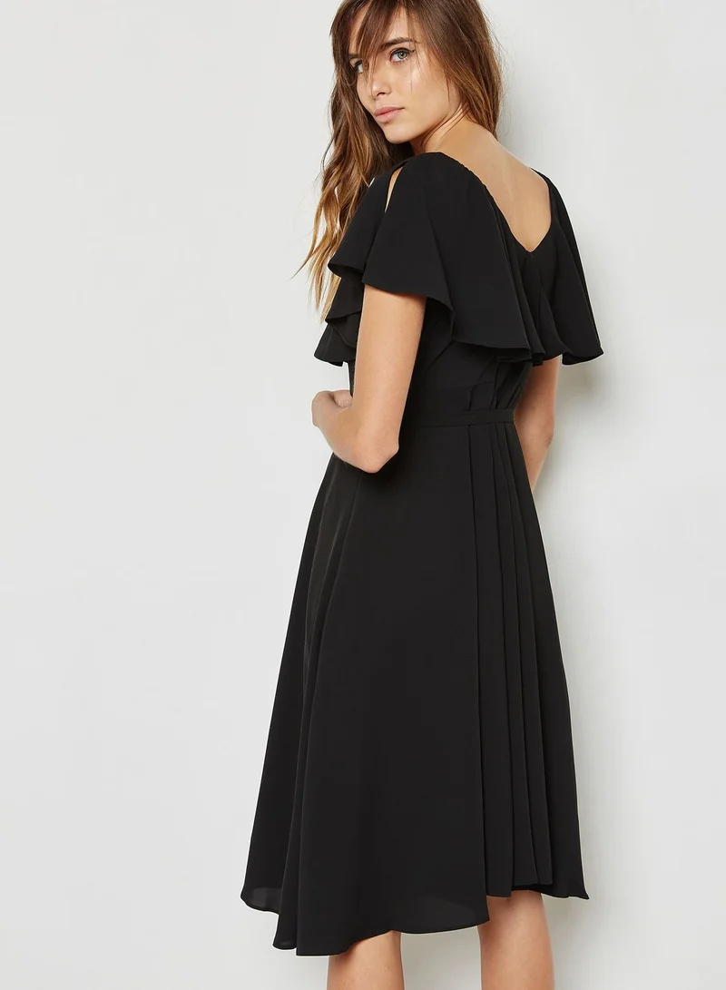 Ginger Ruffle Bardot Ring Belted Dress