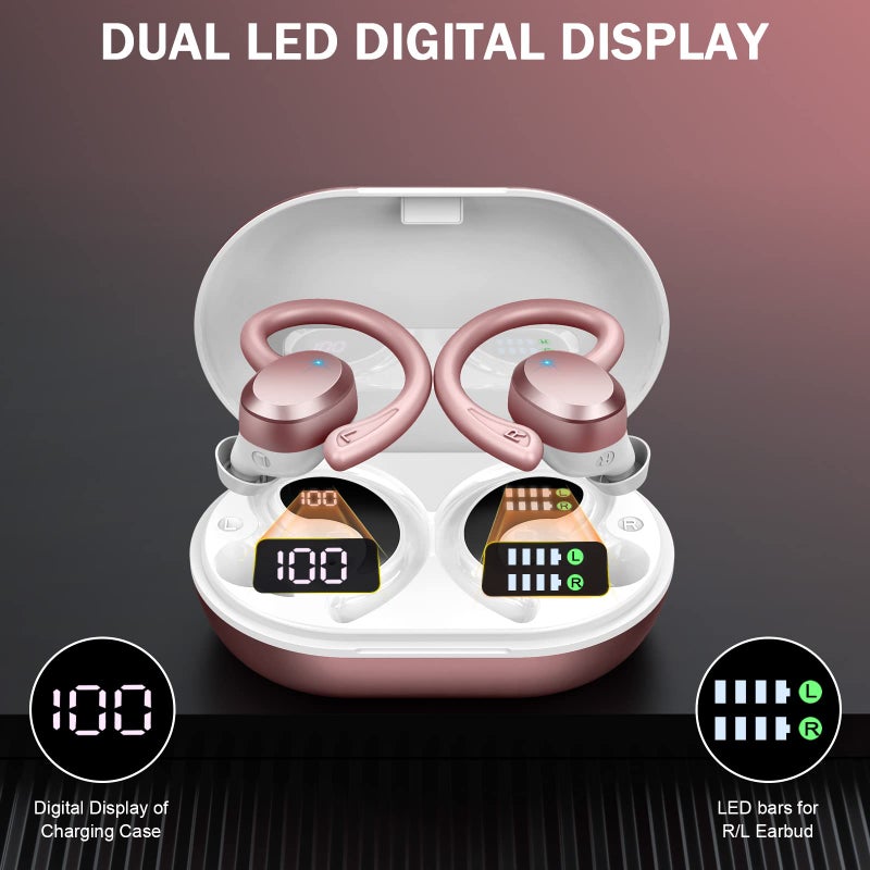 Rulefiss Wireless Earbuds Bluetooth Headphones, Bluetooth 5.3 Earbuds with Immersive HiFi Stereo, 48Hrs Wireless Ear Buds Over Ear, HD Mic, Comfortable Sport Earhooks, IP7 Waterproof in Ear Earphones - Image 5
