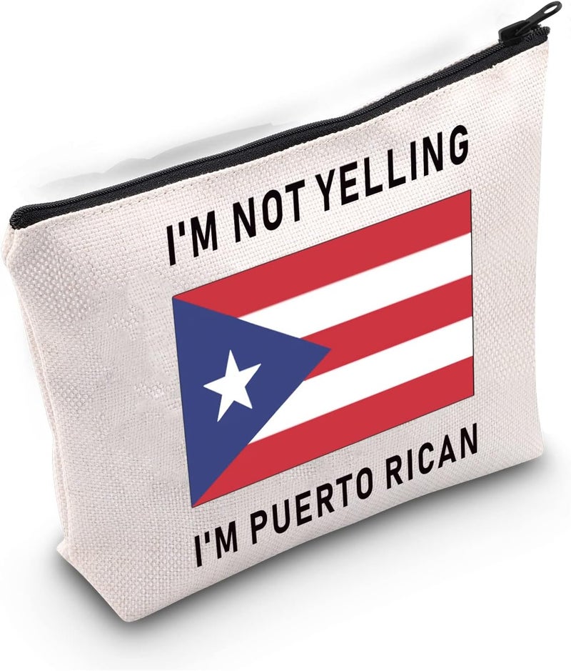 LEVLO Funny Puerto Rico Cosmetic Bags Souvenirs I'm Not Yelling I'm Puerto Rican Makeup Bags Puerto Rican Root Flag Gifts (I'm Puerto Rican)