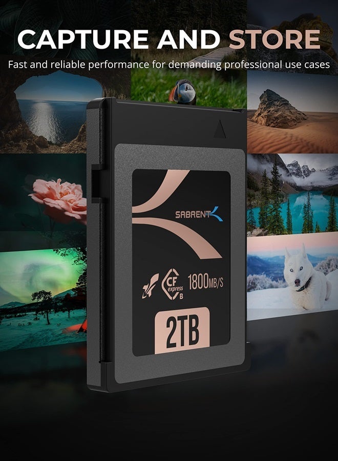 SABRENT بطاقة ذاكرة Rocket CFX PRO سعة 2TB من نوع CFexpress B بسرعة قراءة 1800MB/s وكتابة 1700MB/s (CF-XXIT-2TB) - Image 2