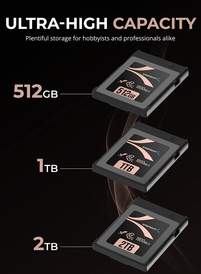 SABRENT بطاقة ذاكرة Rocket CFX PRO سعة 2TB من نوع CFexpress B بسرعة قراءة 1800MB/s وكتابة 1700MB/s (CF-XXIT-2TB) - Image 4