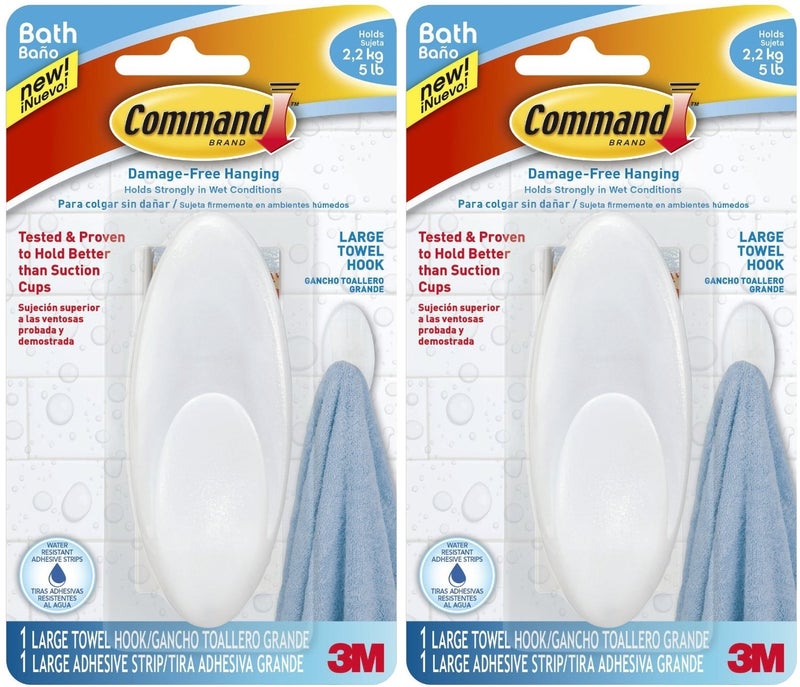 3M Command Towel Hook, Frosted, 5-Pound Capacity, (Pack of 2) - Image 3