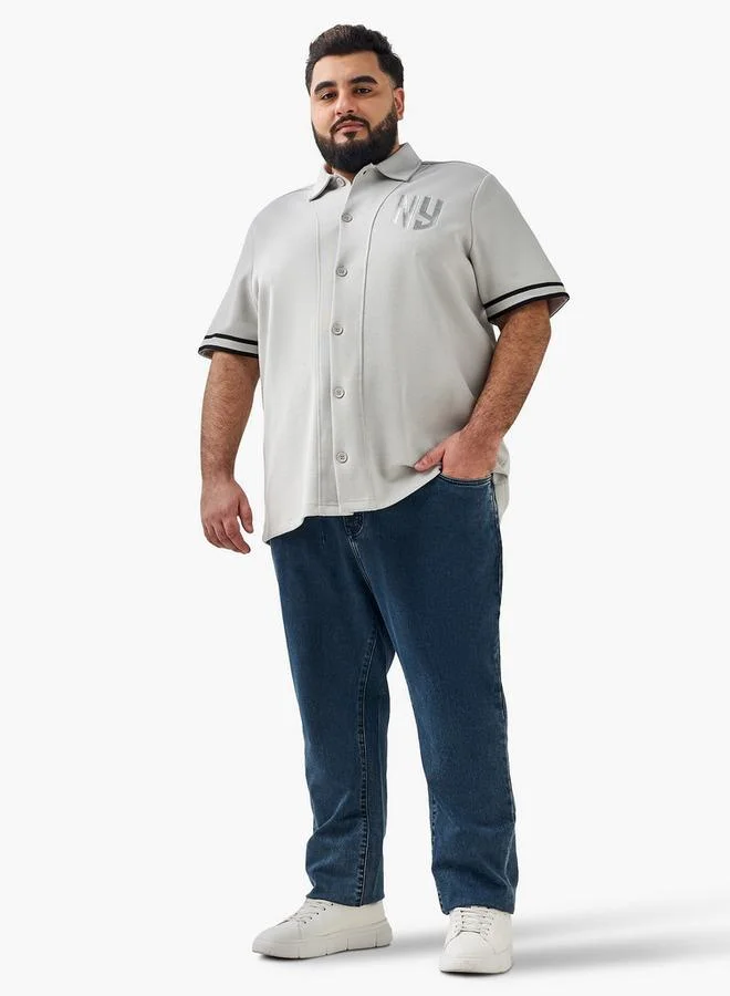 سبلاش فيڤ Men Regular Fit Collared Embroidered Short Sleeve Shirt