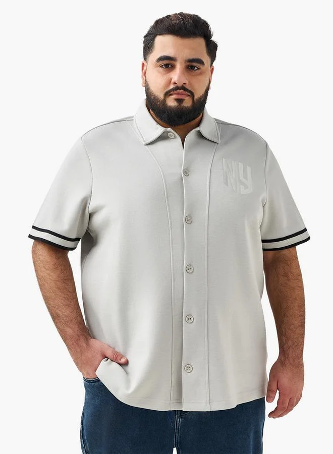 سبلاش فيڤ Men Regular Fit Collared Embroidered Short Sleeve Shirt