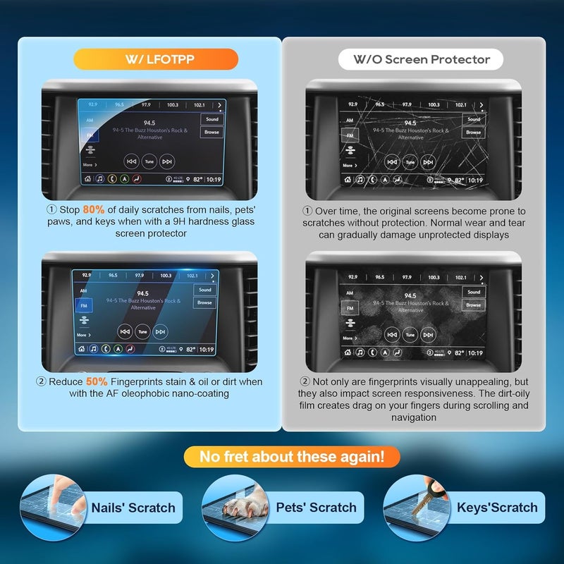 LFOTPP 2017-2018 GMC Acadia 8-Inch IntelliLink Car Navigation Screen Protector, LFOTPP Clear TEMPERED GLASS Infotainment Display In-Dash Center Touch Screen Protector (8-Inch) - Image 2