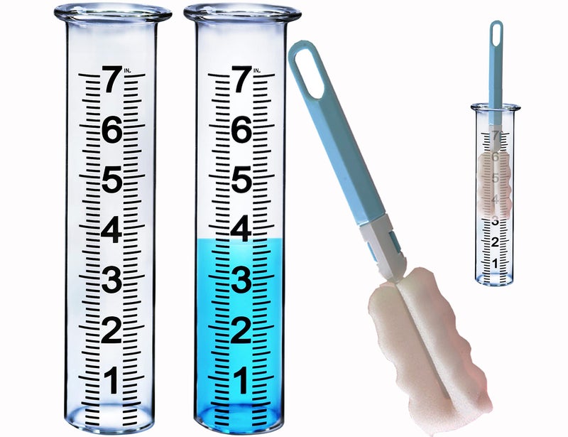 JMBay rain Gauge Replacement Tube Glass, 7 inch Glass rain Gauge Replacement Tube with Lip, rain Gauge Tube Outdoor for Yard Garden, with Clean Tube Brush, Best Rated,2 Packs - Image 1