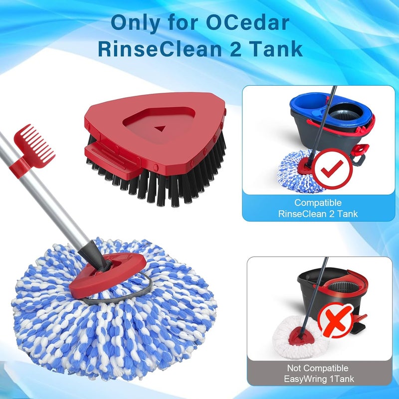 Fatmass 2 Pack Spin Mop Heads Replacement for RinseClean 2 Tank, Upgraded Scrub Brush,4 Section Mop Handle and 1 Mop Base Combo Set, Microfiber Mop Replace Head Refill - Image 2