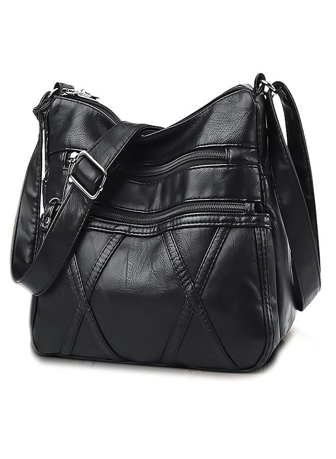 Gladdon Small Crossbody Bags for Women Leather Shoulder Purses Vegan Womens Cross body Bag Lightweight Black - Image 1