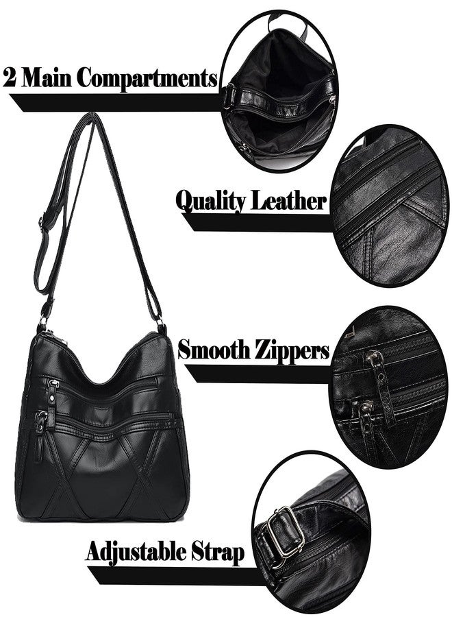 Gladdon Small Crossbody Bags for Women Leather Shoulder Purses Vegan Womens Cross body Bag Lightweight Black - Image 2